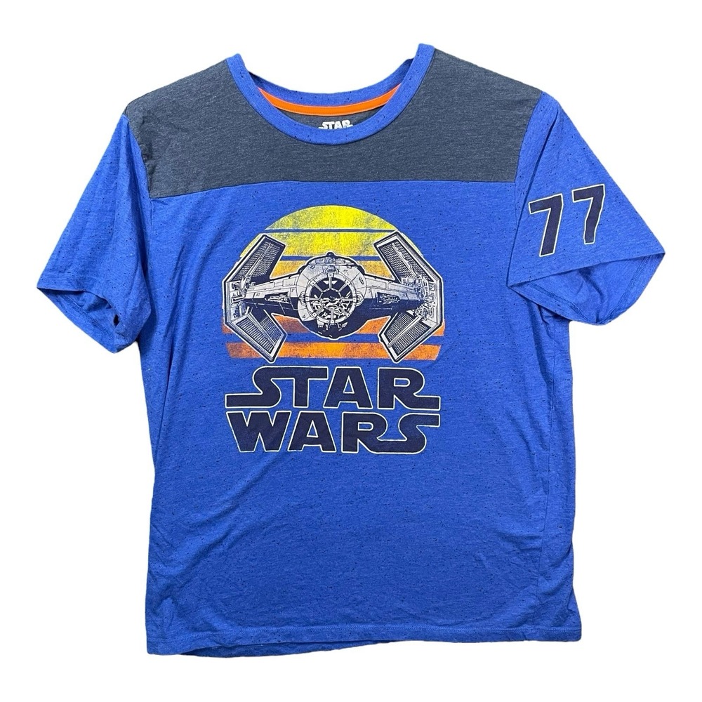 Star Wars TIE Fighter Retro Graphic T-Shirt Unisex 2XL Blue Sci-Fi Movie Cinema